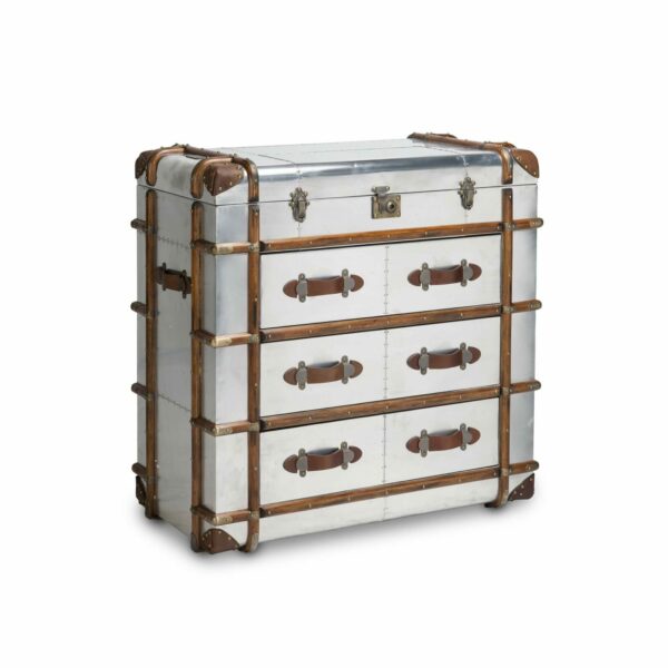 coco republic timothy oulton globetrekker chest one size aluminium timber storage furniture 001